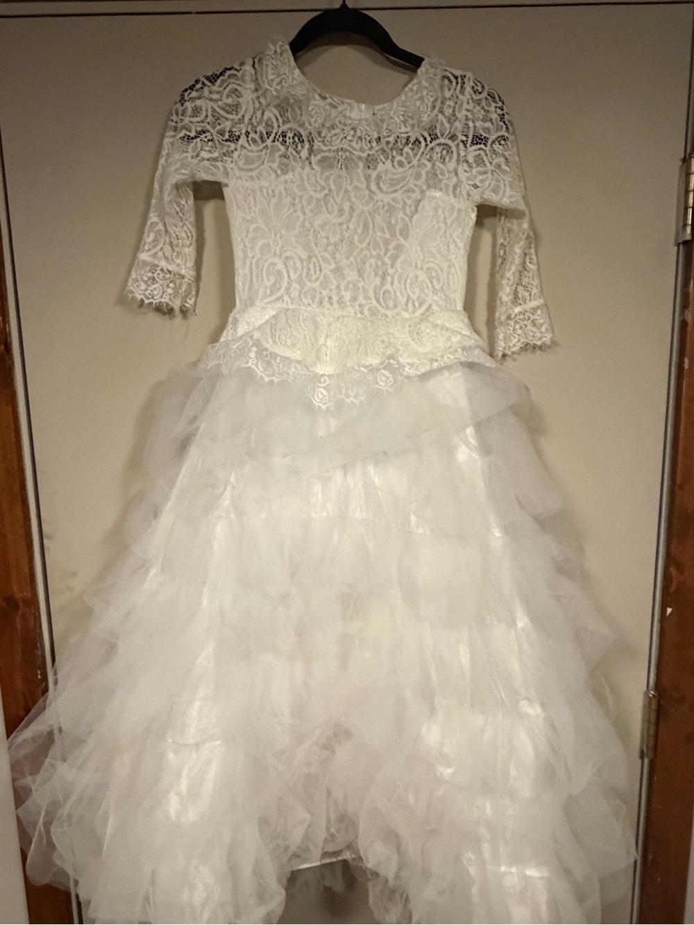 Chasing Fireflies Ivory Lace Peplum Tulle Formal Dress